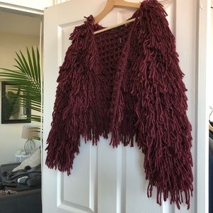 pretty little thing Jackets & Coats - Shaggy cropped jacket- burgundy pretty little thing Jackets & Coats - Shaggy cropped jacket- burgundy